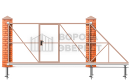 Ворота откатные 12 метров 12000×3000 с калиткой ВЭ-5967